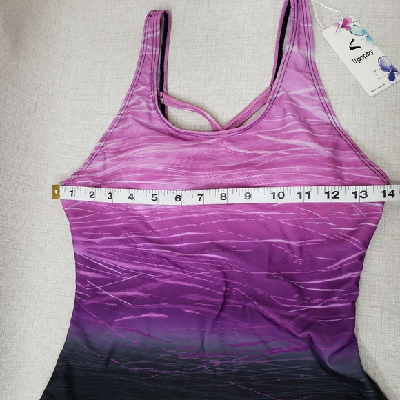 Upopby Swimsuit One Piece Purple Gradient Crisscross Back Size Small NWT - Picture 8 of 13